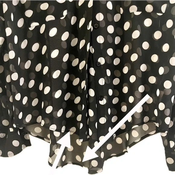 Free People sheer polka dot button down blouse Sz M - Picture 3 of 4